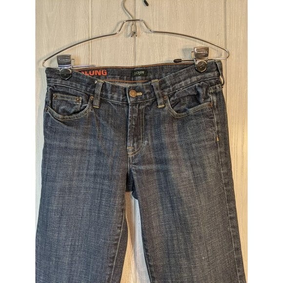 J.Crew Hipslung high low raw hem dark wash low rise jeans sz 28 - Picture 5 of 10